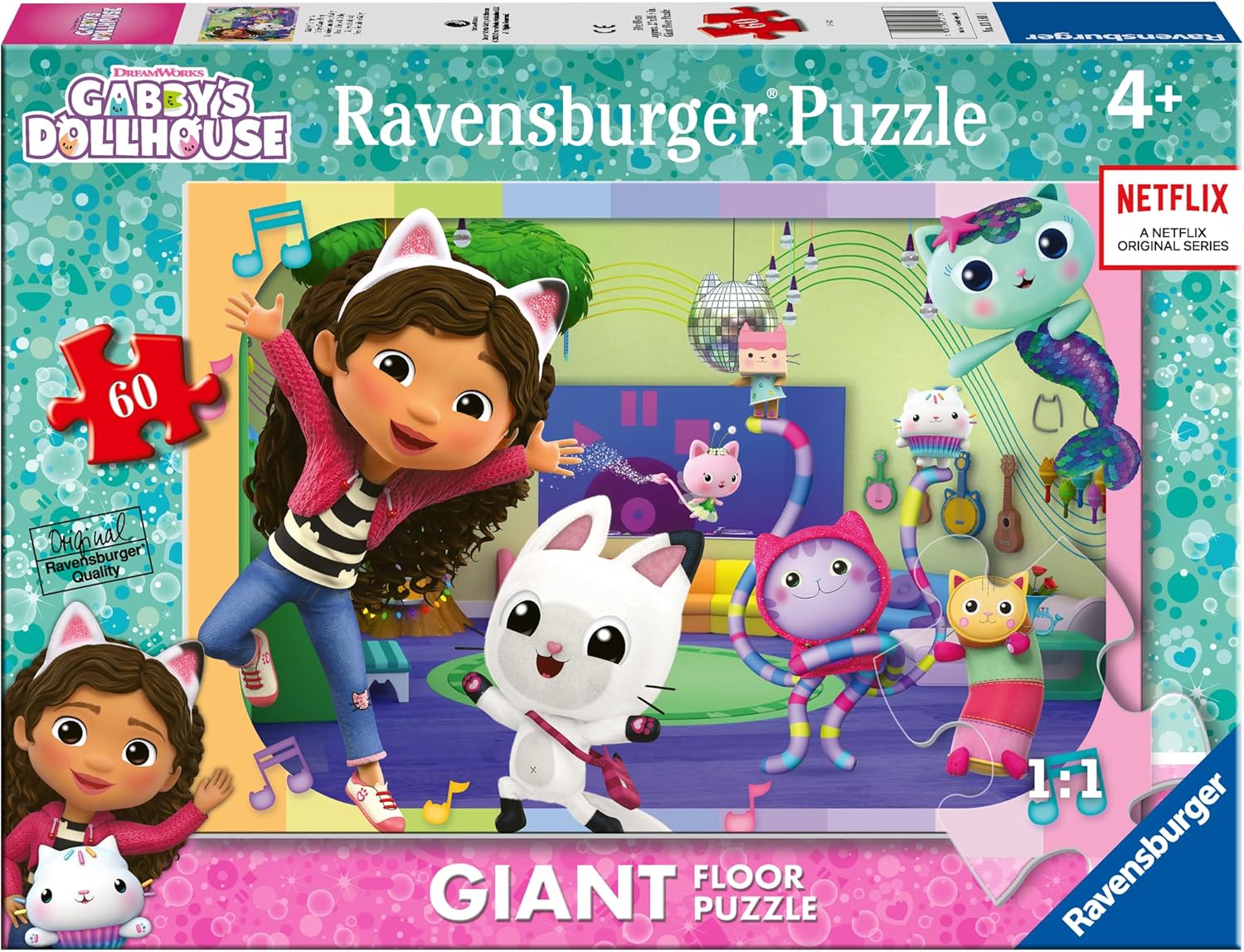 Puzzle pentru podea Ravensburger din 60 piese - Casa de păpuși a lui Gaby