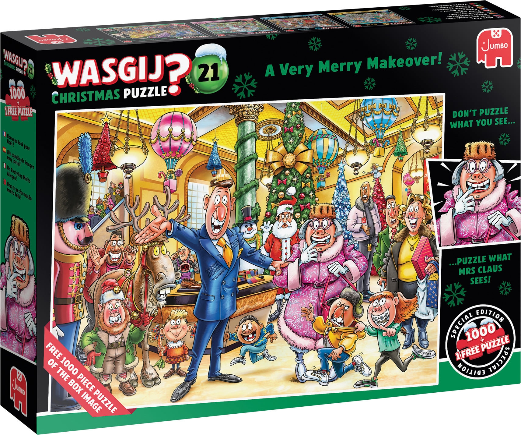 Puzzle-joc Jumbo de 2 x 1000 piese - Transformare veselă de Crăciun