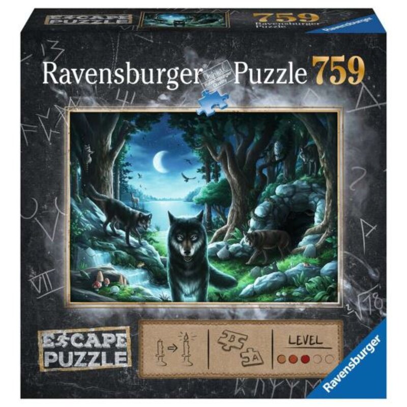 Puzzle-ghicitoare Ravensburger din 759 de piese - Lupul în noapte