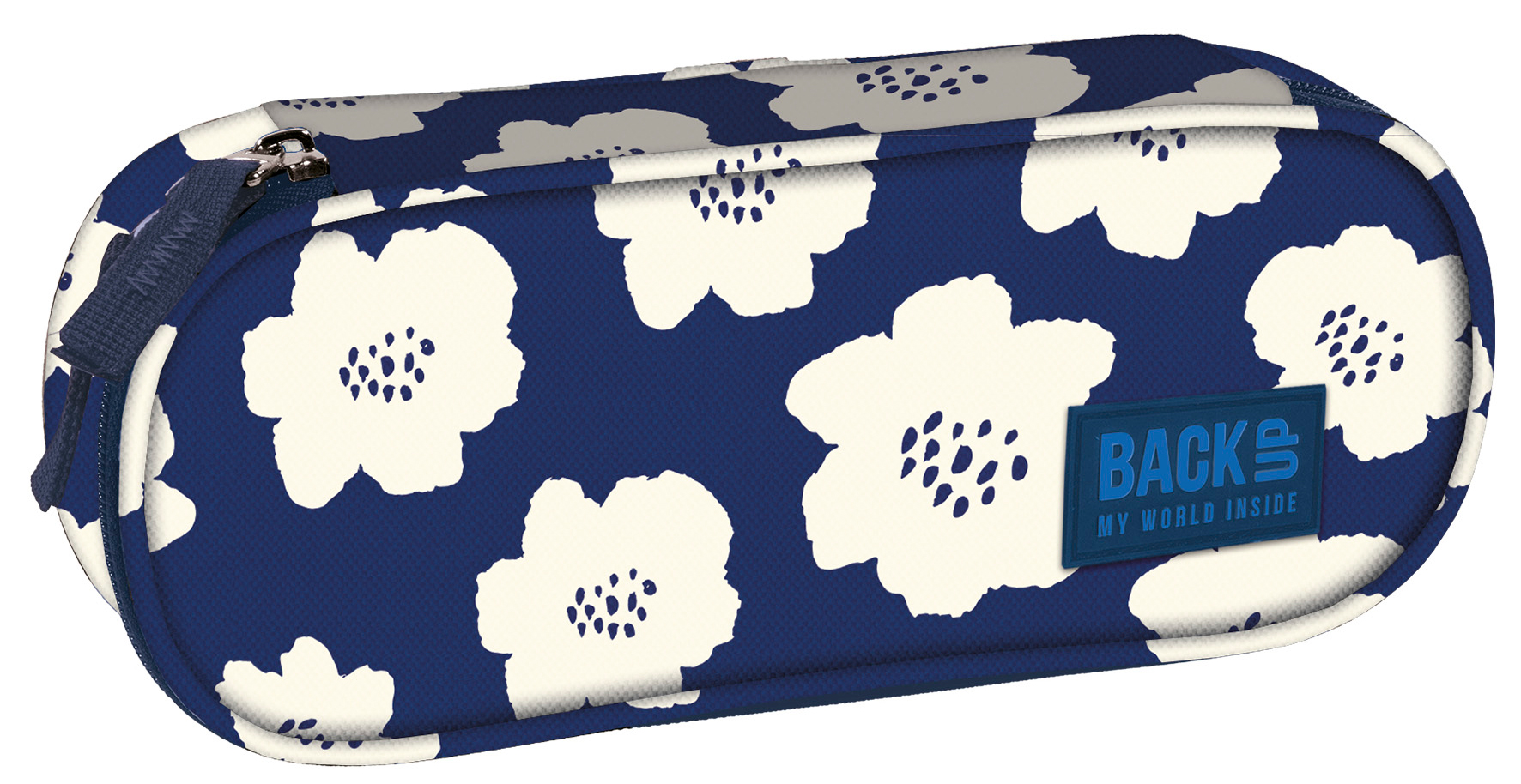 Penar școlar eliptic BackUP A27 - Blue Flowers, cu separator