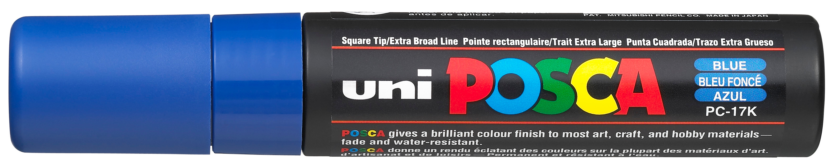 Marker permanent Uniball Posca pe baza de apa - Albastru, 15.0 mm