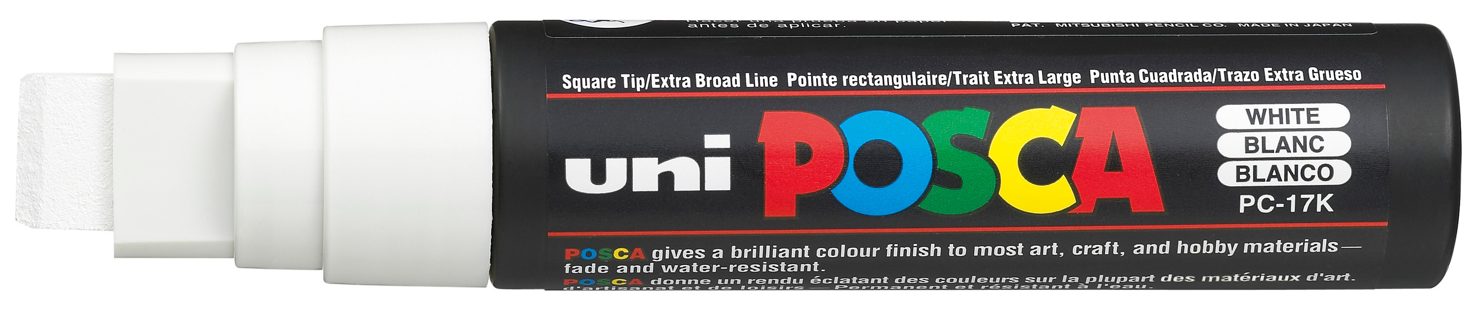 Marker permanent Uniball Posca pe baza de apa – Alb, 15.0 mm