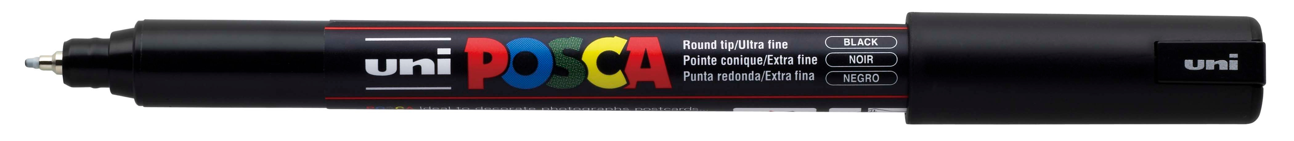 Marker permanent Uniball Posca pe baza de apa – Negru, 1.0 mm