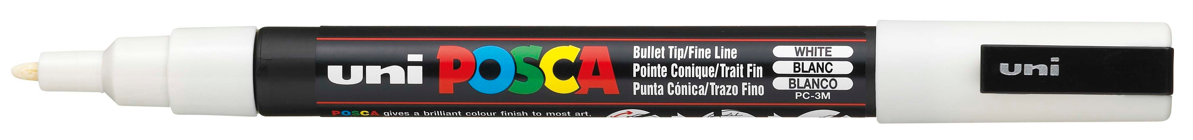 Marker permanent pe baza de apa Uniball Posca - Alb, 0.7 mm