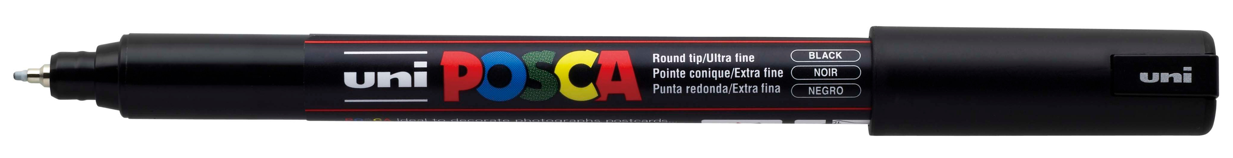 Marker permanent pe baza de apa Uniball Posca - Negru, 0.7 mm