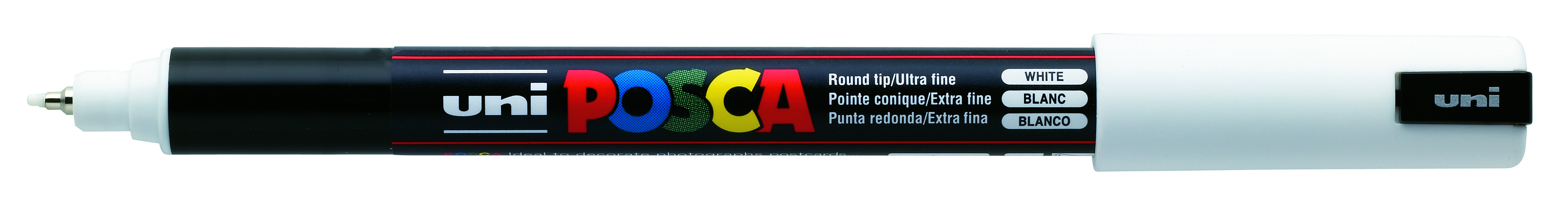 Marker permanent pe baza de apa Uniball Posca - Alb, 0.7 mm