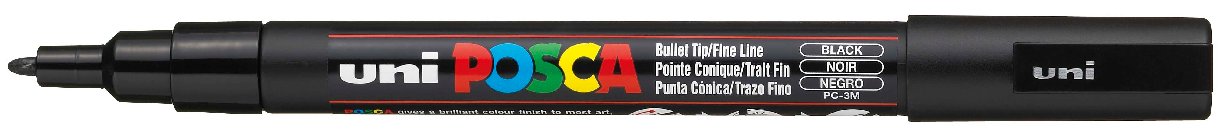 Marker permanent pe baza de apa Uniball Posca - Negru, 0.7 mm