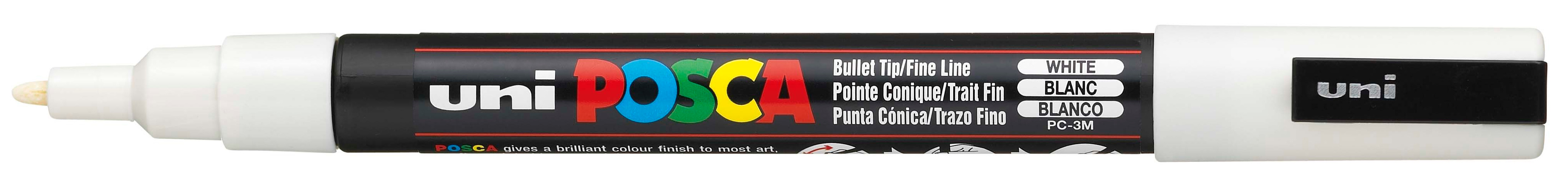 Marker permanent Uniball Posca pe baza de apa – Alb