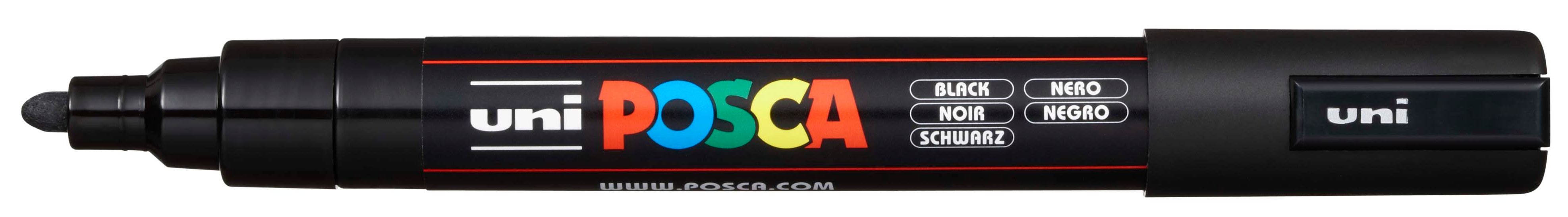 Marker permanent Uniball Posca pe baza de apa – Negru, 1.8 mm