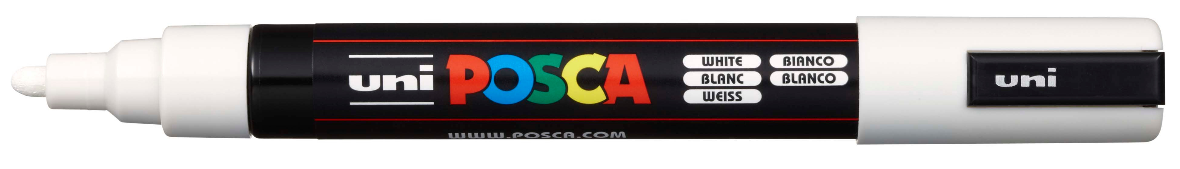 Marker permanent Uniball Posca pe baza de apa – Alb, 1.8 mm