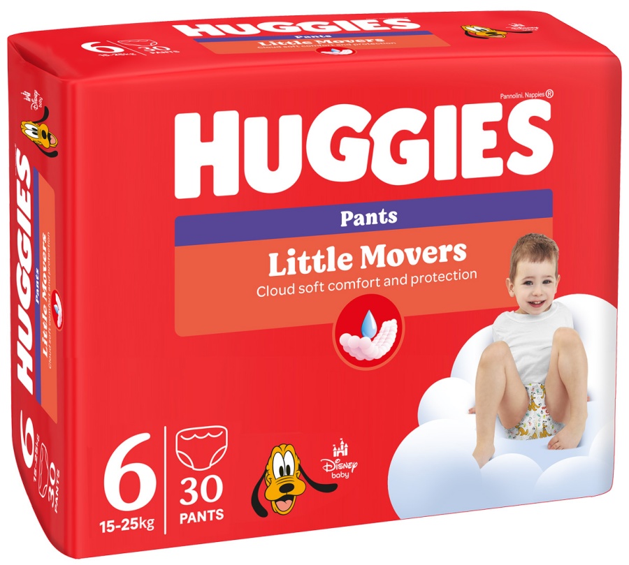 Scutece chilotei Huggies Little Movers - Mărimea 6, 15-25 kg, 30 buc