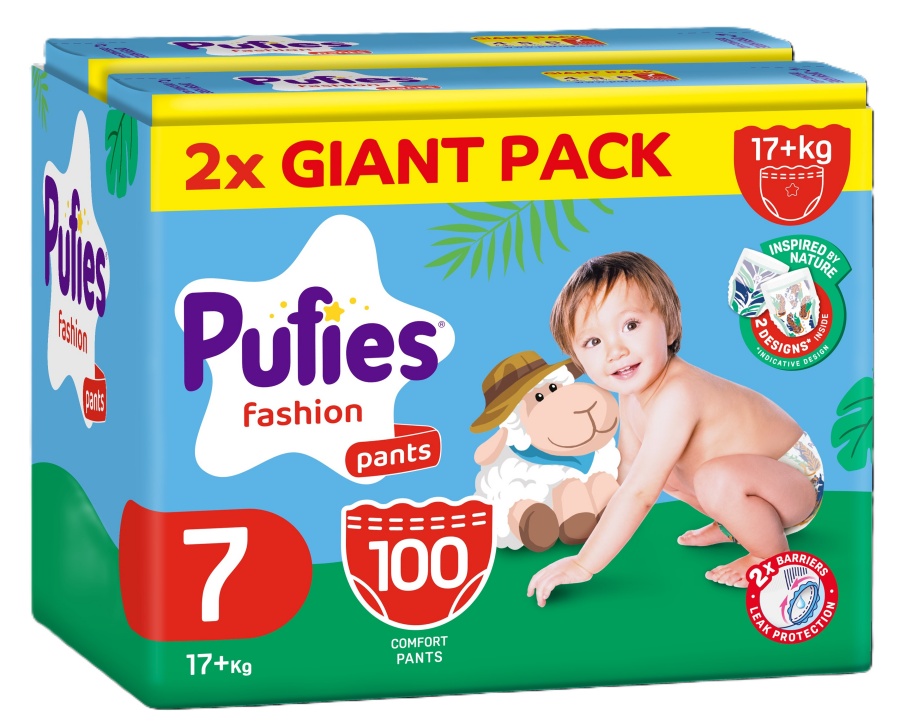 Scutece chilotei Pufies Fashion - Extra Large Plus, mărimea 7, 100 buc, 17+ kg, Giant pack