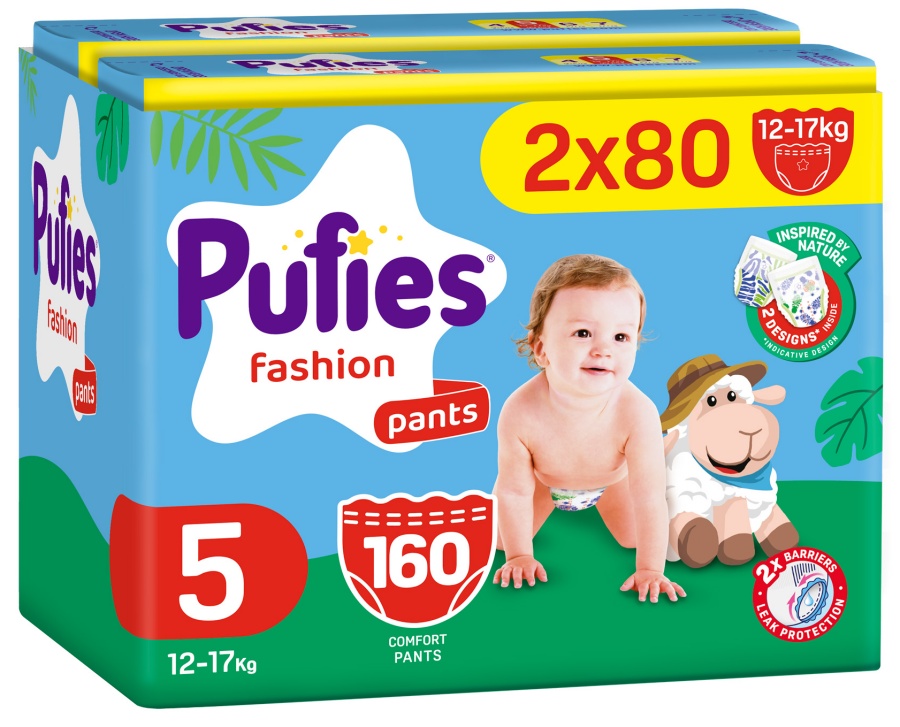 Scutece chiloței Pufies Fashion - Junior, mărimea 5, 160 buc, 12-17 kg, Mega Pack 2