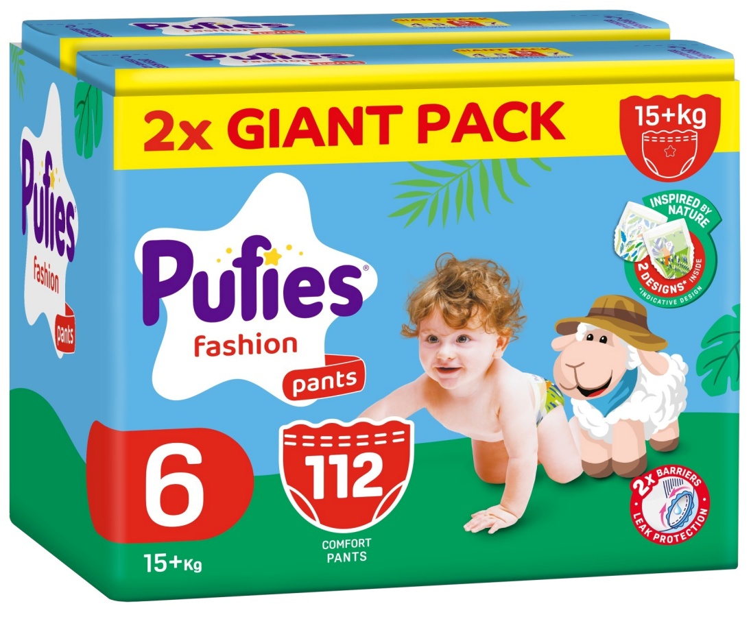 Scutece chiloței Pufies Fashion - Mărimea 6, 112 bucăți, 15+ kg, Giant Pack