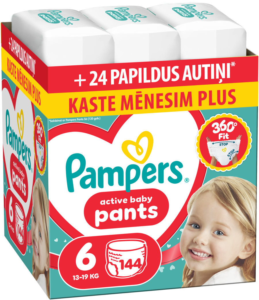 Scutece - chiloțel Pampers Active Baby - Mărimea 6, 13-19 kg, 144 buc