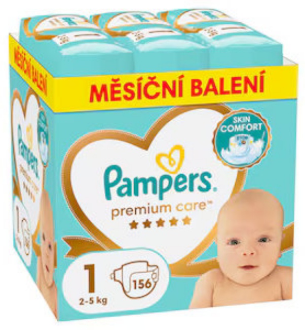 Scutece Pampers Premium Care - Mărimea 1, 2-5 kg, 156 bucăți