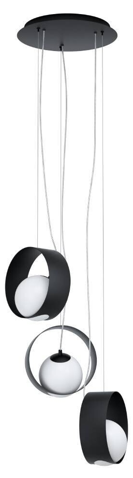 Pendul Eglo - Camargo, 3xE14, Ø35 cm,negru/opal mat