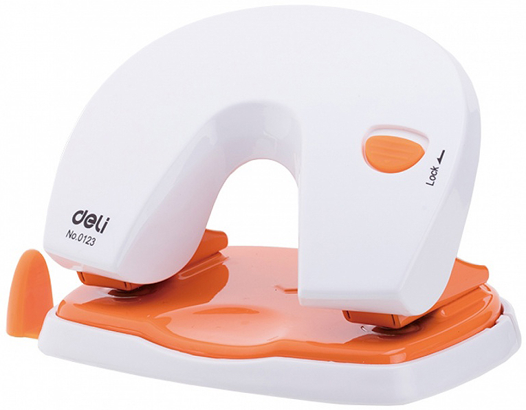 Perforator Deli Vivid - E0123, pana la 20 de foi, alb/portocaliu