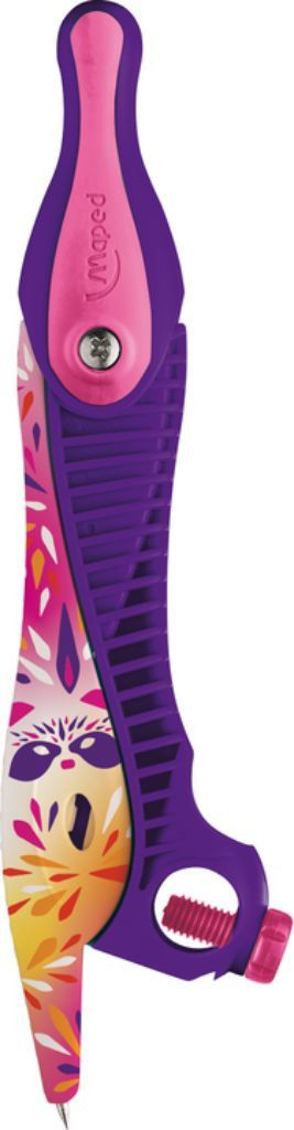 Compas scholar Maped Mini cute - 360°, cu 1 creion HB, roz