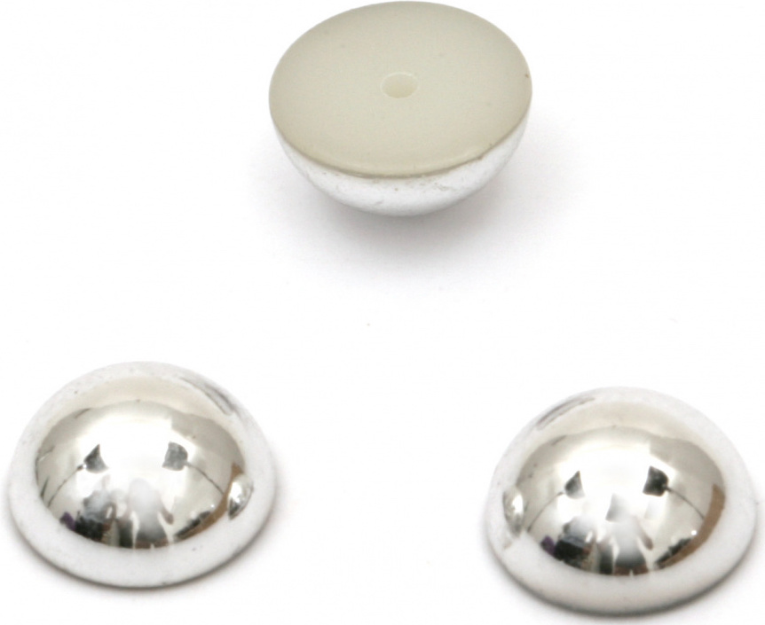 Mărgele de lumină încastrate Em art - Hemisphere, 6 x 3 mm, argintiu (50 buc.)