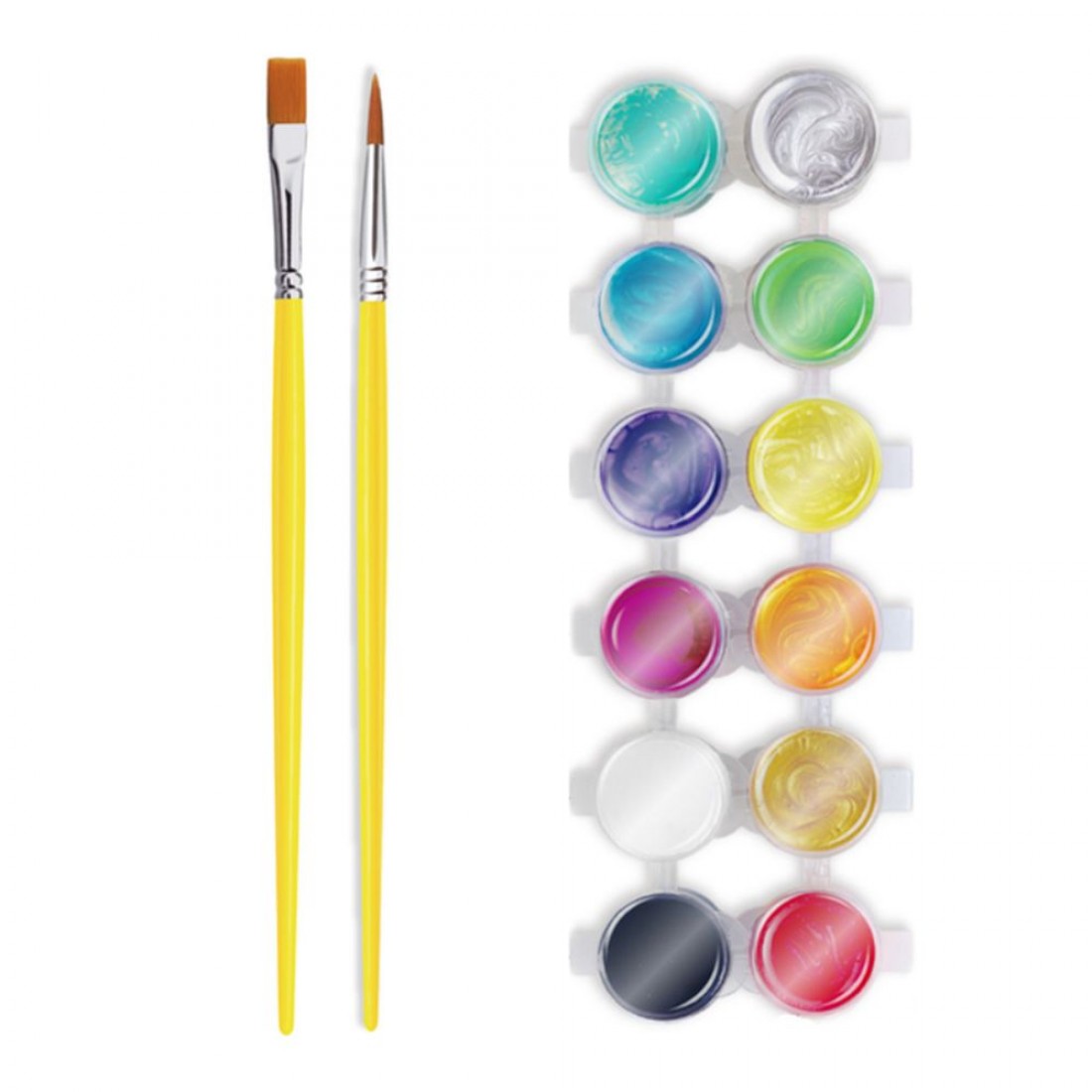 Vopsele acrilice perlate cu pensule Jarmelo - 12 culori