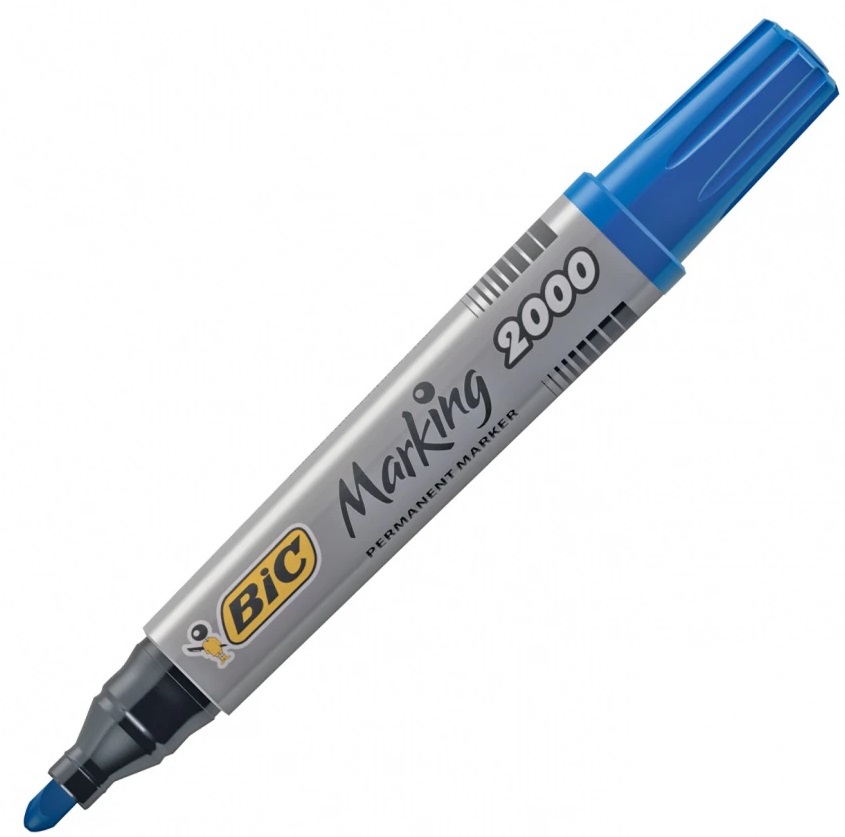Marker permanent Bic 2000 - Varf rotund, Albastru