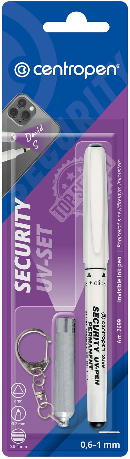 Marker permanent Centropen - Security UV, cu lanternă