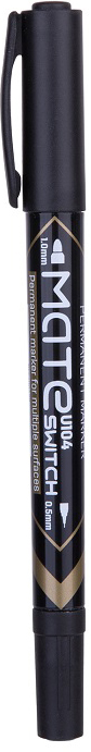 Marker permanent Deli Switch Mate - EU10420, varf dublu, negru