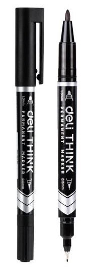 Marker permanent Deli Think - EU211-BK, negru