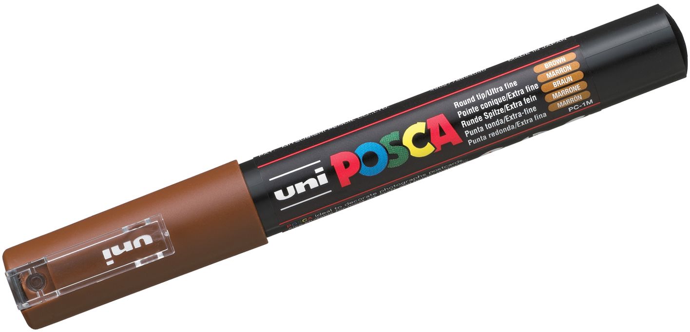 Marker permanent cu varf rotund Uni Posca - PC-1M, 1.0 mm, maro