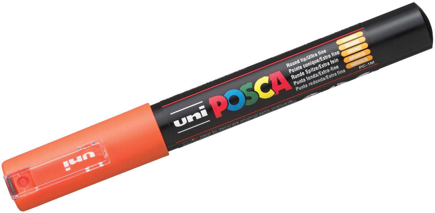 Marker permanent cu varf rotund Uni Posca - PC-1M, 1,0 mm, portocaliu