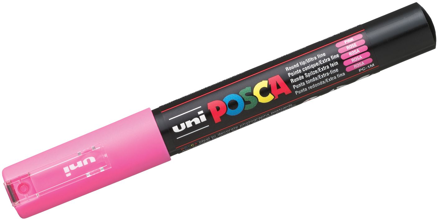 Marker permanent cu varf rotund Uni Posca - PC-1M, 1.0 mm, roz
