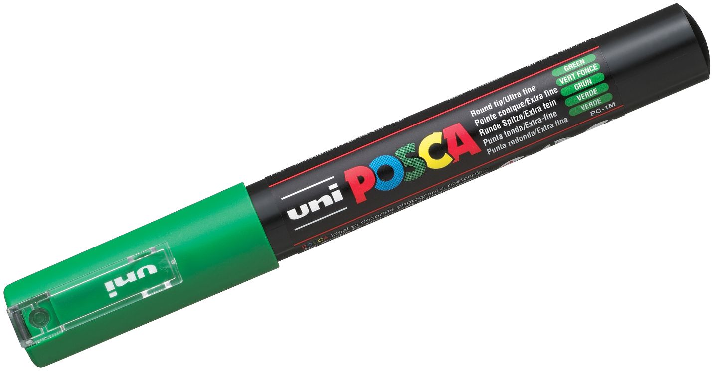 Marker permanent cu varf rotund Uni Posca - PC-1M, 1.0 mm, verde