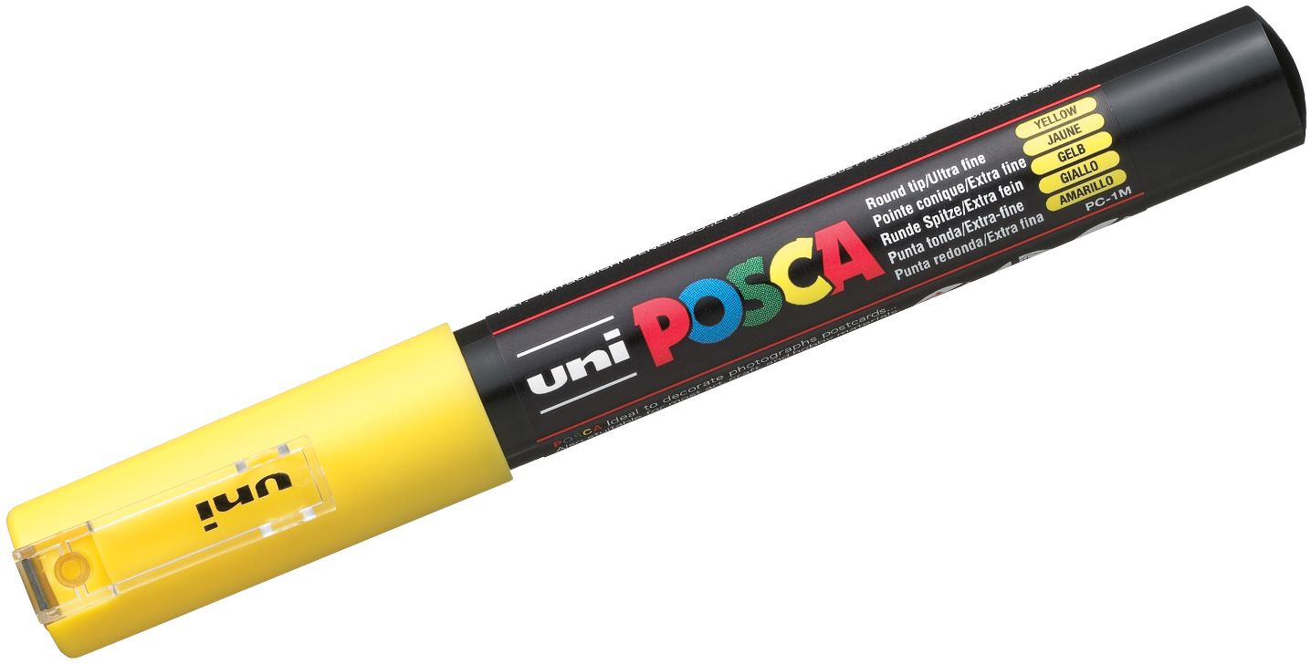 Marker permanent cu varf rotund Uni Posca - PC-1M, 1.0 mm, galben