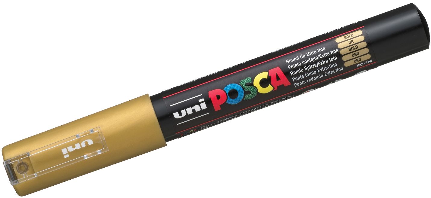 Marker permanent cu varf rotund Uni Posca - PC-1M, 1.0 mm, auriu