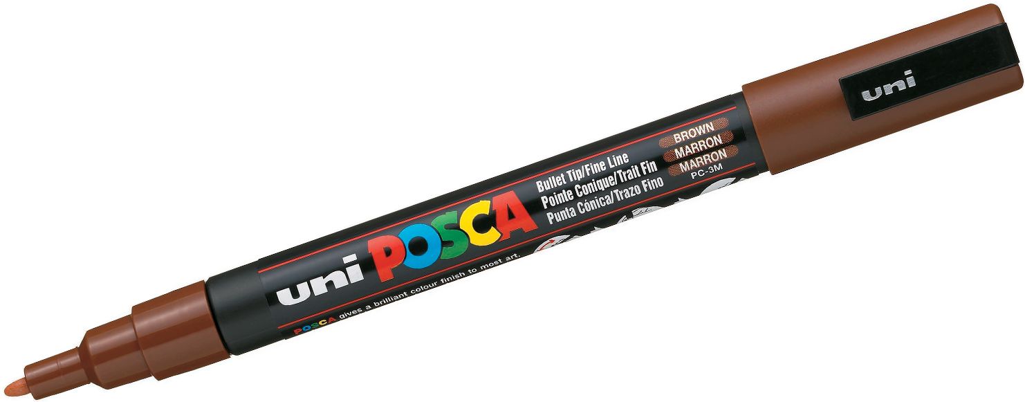 Marker permanent cu varf rotund Uni Posca - PC-3M, 1.5 mm, maro