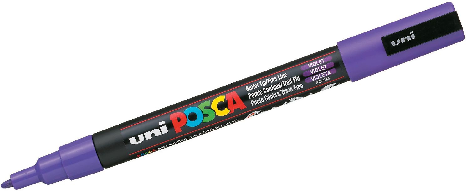 Marker permanent cu varf rotund Uni Posca - PC-3M, 1.5 mm, mov