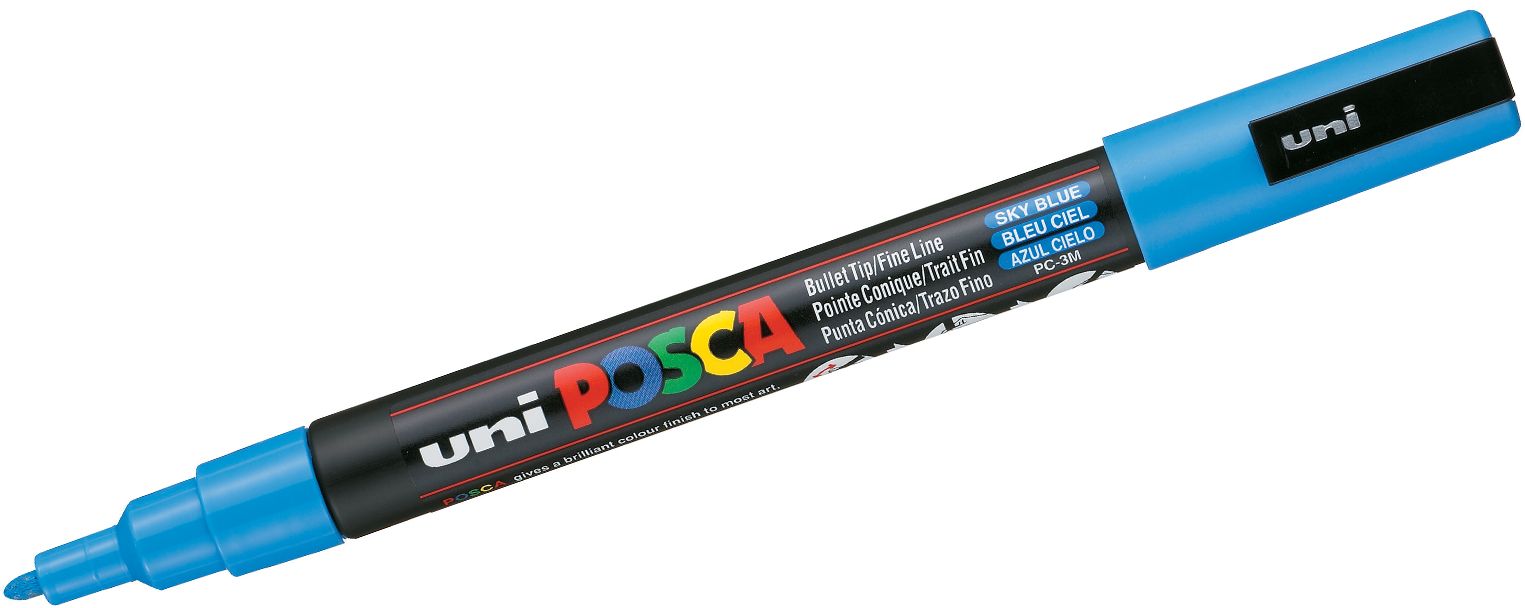 Marker permanent cu varf rotund Uni Posca - PC-3M, 1.5 mm, albastru deschis
