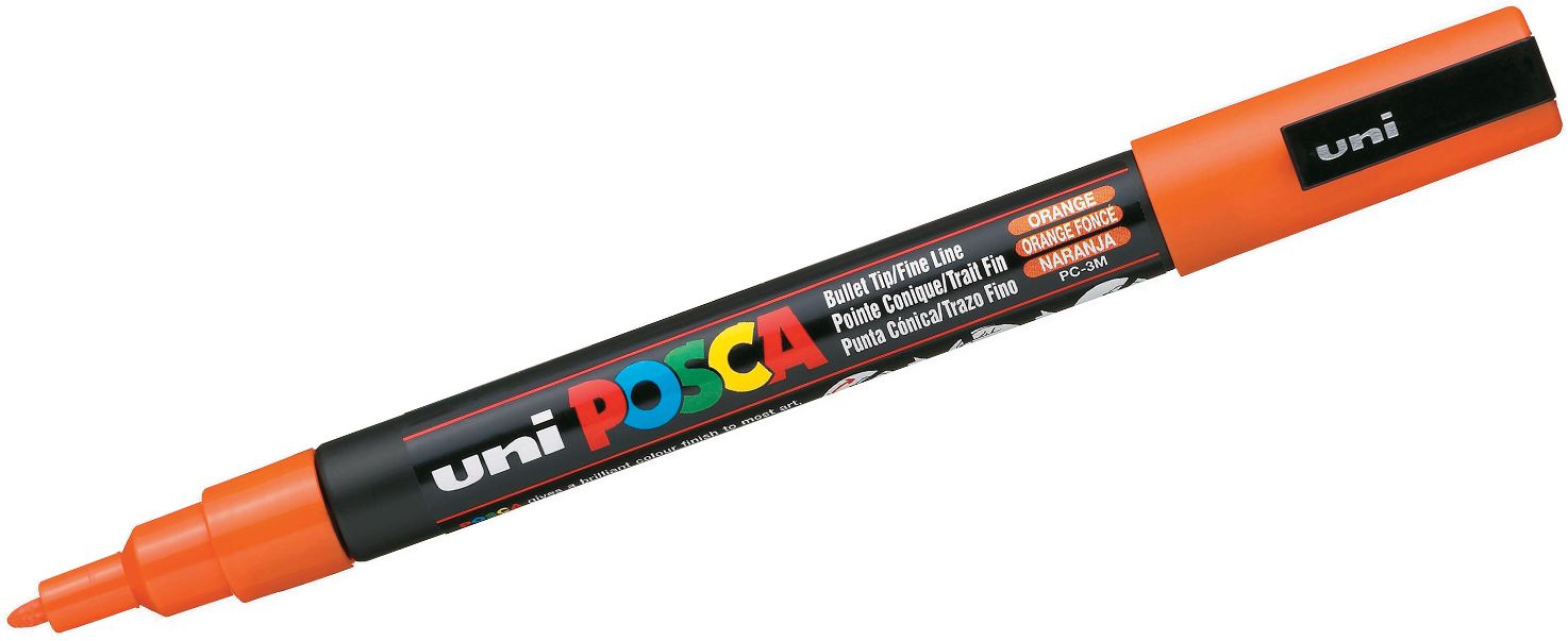 Marker permanent cu varf rotund Uni Posca - PC-3M, 1.5 mm, portocaliu