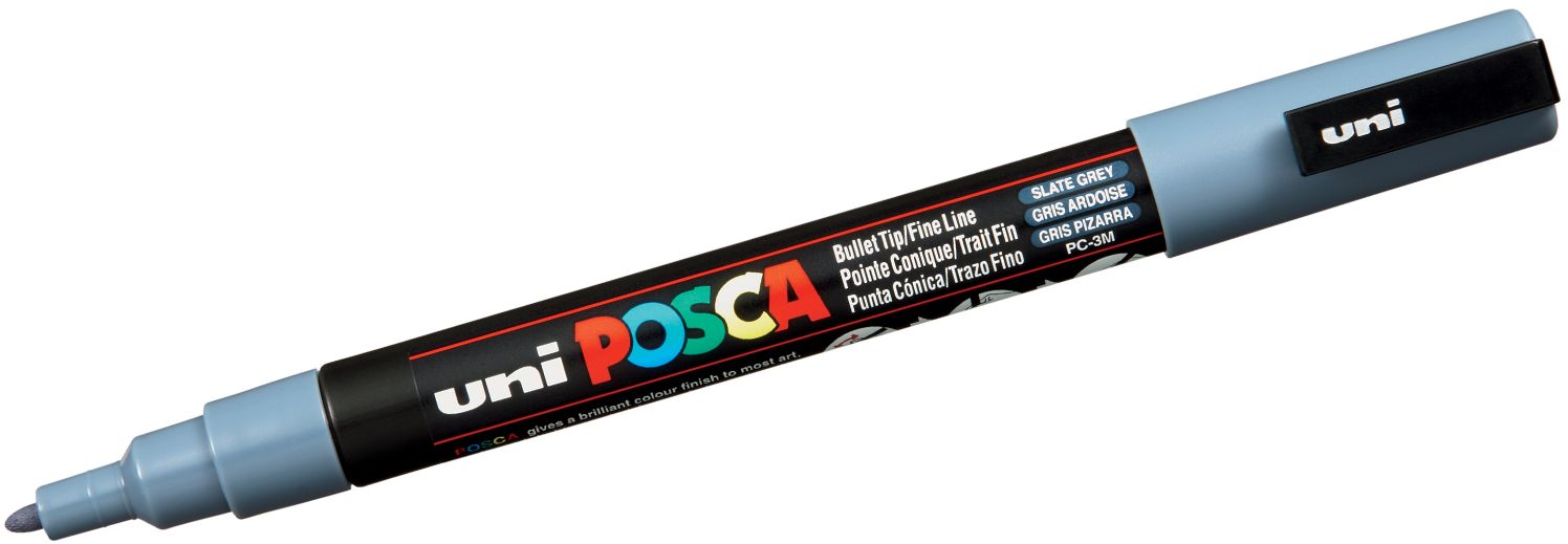 Marker permanent cu varf rotund Uni Posca - PC-3M, 1.5 mm, ardezie gri