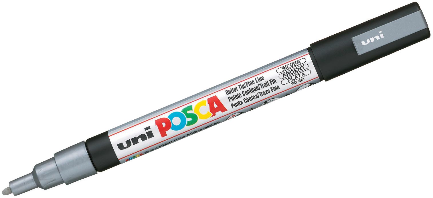 Marker permanent cu varf rotund Uni Posca - PC-3M, 1.5 mm, argintiu