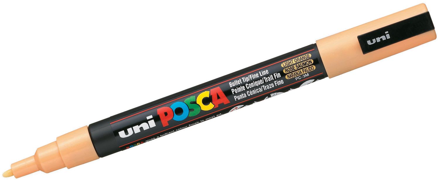 Marker permanent cu varf rotund Uni Posca - PC-3M, 1.5 mm, portocaliu deschis