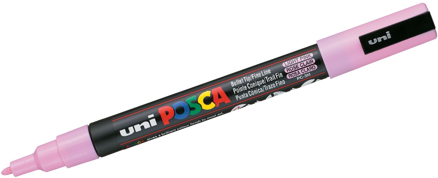Marker permanent cu varf rotund Uni Posca - PC-3M, 1.5 mm, roz deschis