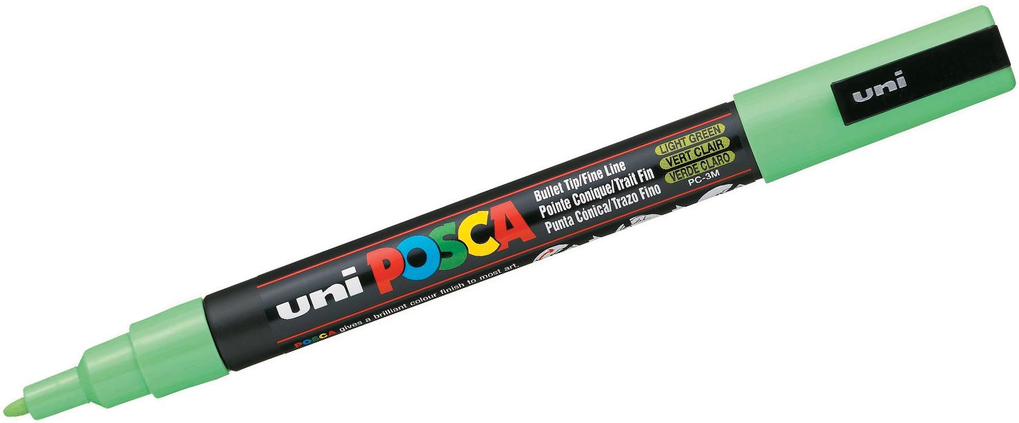 Marker permanent cu varf rotund Uni Posca - PC-3M, 1.5 mm, verde deschis