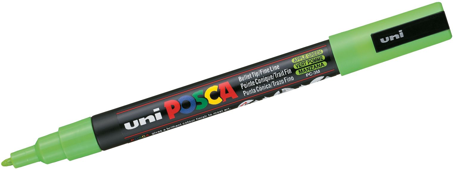 Marker permanent cu varf rotund Uni Posca - PC-3M, 1.5 mm, mar verde