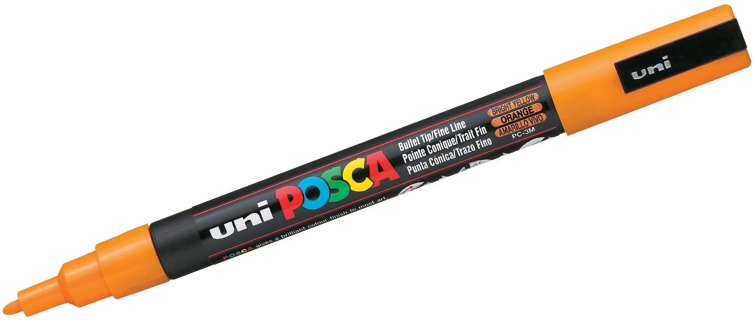 Marker permanent cu varf rotund Uni Posca - PC-3M, 1.5 mm, galben deschis