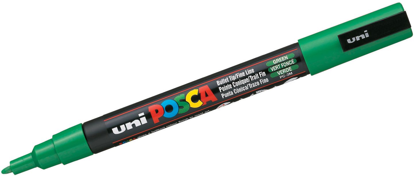 Marker permanent cu varf rotund Uni Posca - PC-3M, 1,5 mm, verde