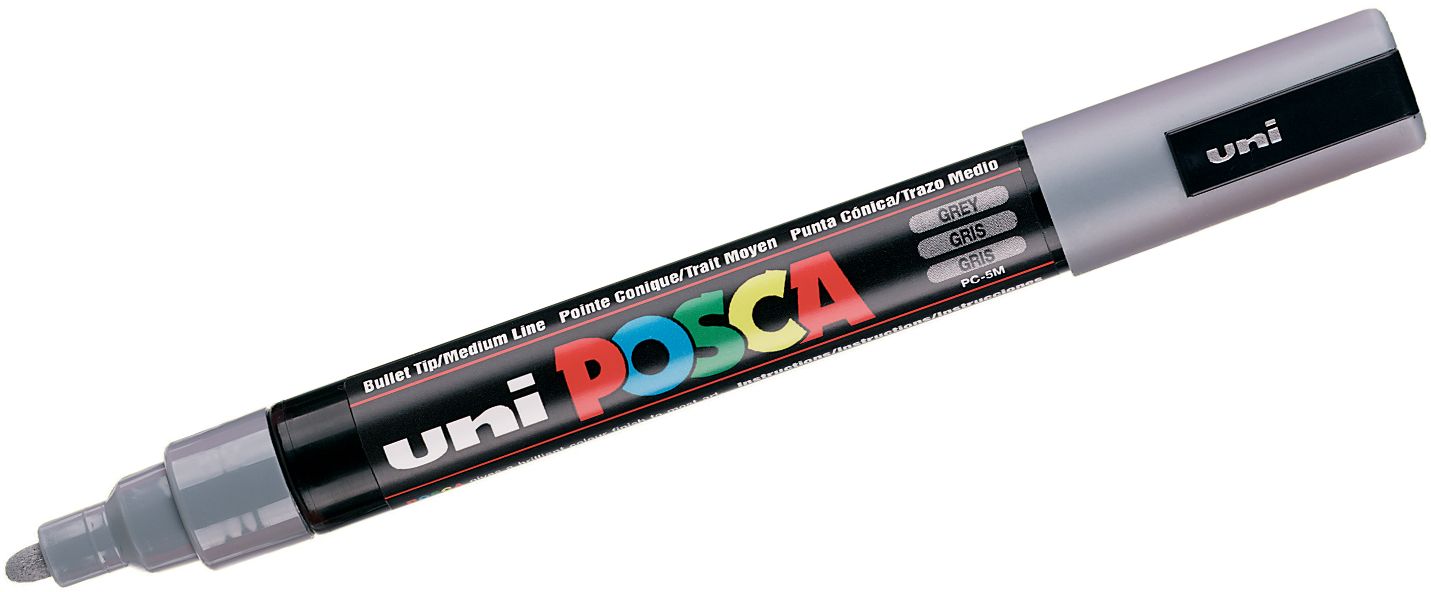 Marker permanent cu varf rotund UNI POSCA - PC-5M, 2,5 mm, gri