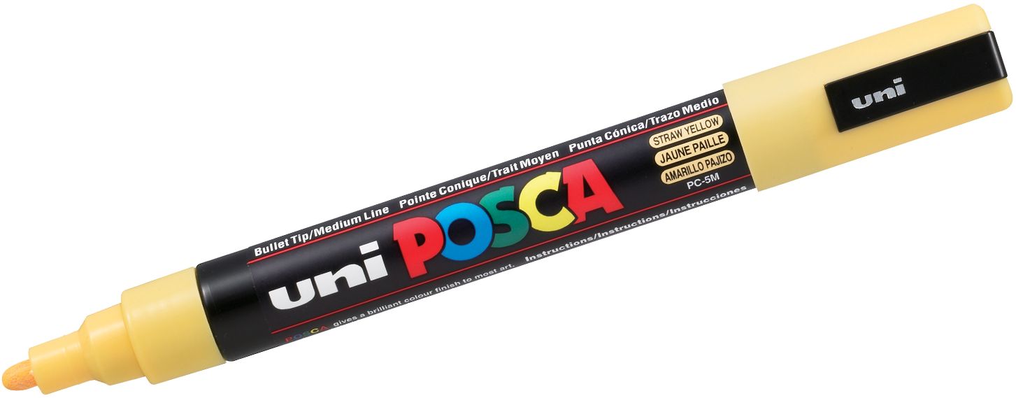 Marker permanent cu varf rotund UNI POSCA - PC-5M, 2.5 mm, galben pai