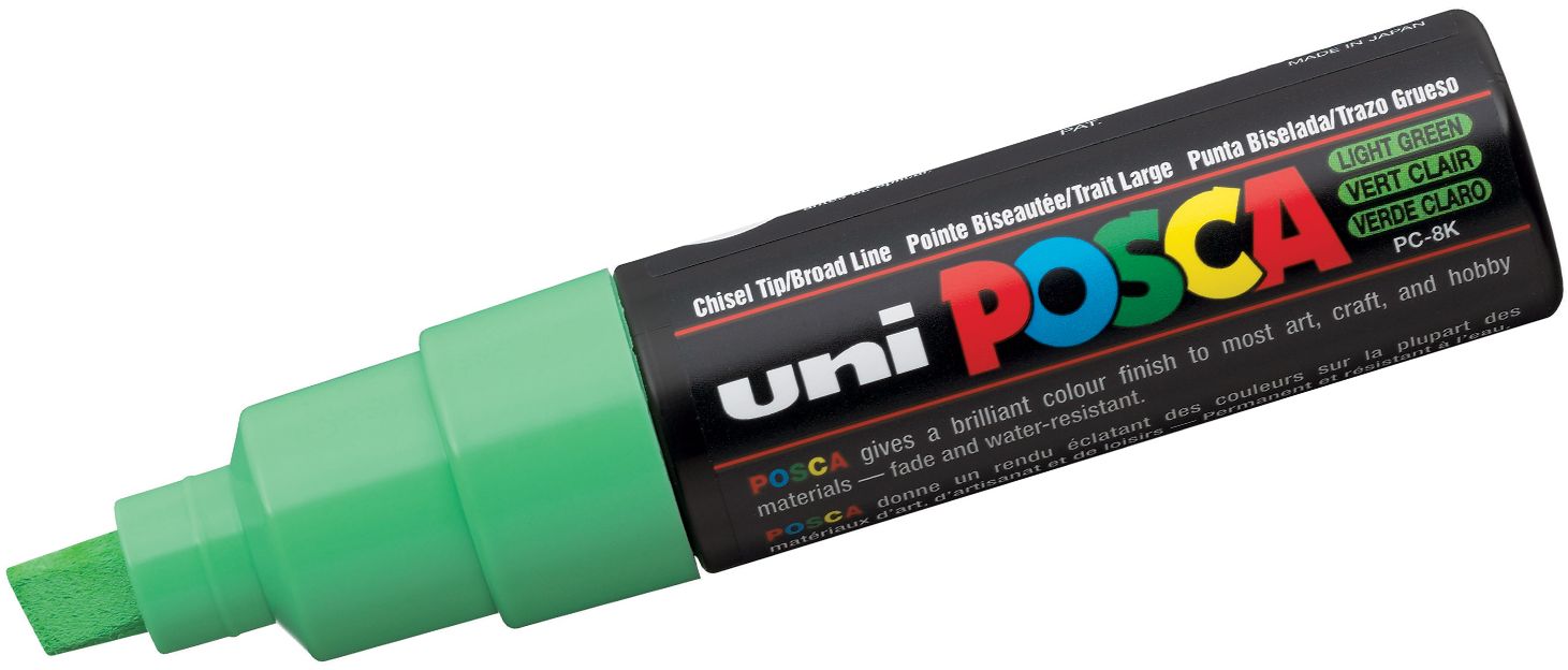 Marker permanent cu un varf tesit Uni Posca - PC-8K, 8 mm, verde deschis